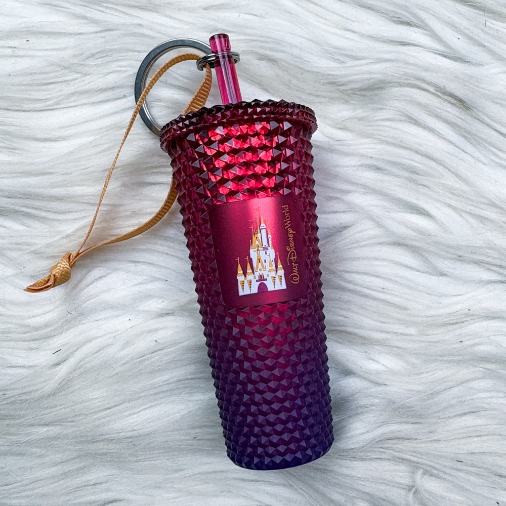 Starbucks Disney World Studded Keychain Ornament Red Purple Ombre Gradient NEW